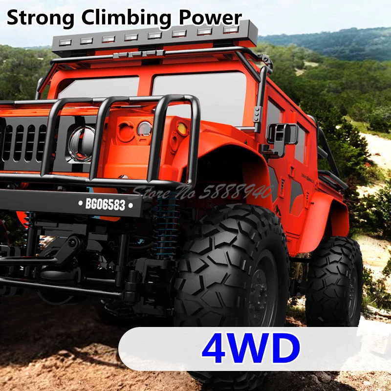 Metal Base Climbing Off Road Simulation Remote Control Truck 2.4G 4WD All Terrain LED Lighting High Speed RC Truck Vehicle Model