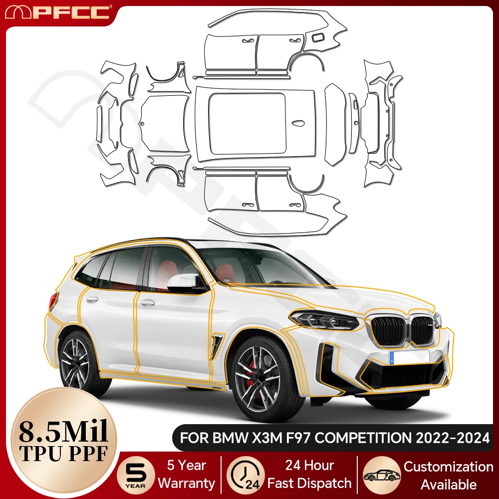 

For BMW X3M F97 Competition 2022-2024 TPU Paint Protection Film Car Body Pre-cut PPF Clear Bra Anti-scratch Resistant Invisible