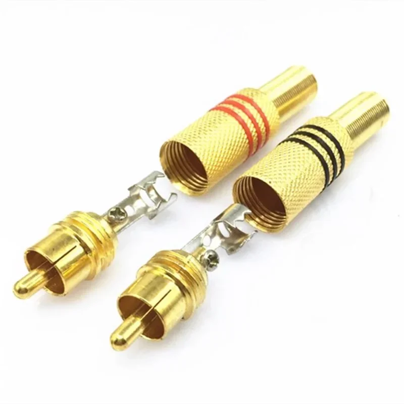 5/20/100PCS Red Black RCA Male Metal Spring Jack Plug Connector AV Plugs For PC Audio Vedio Welding DIY Parts Gold