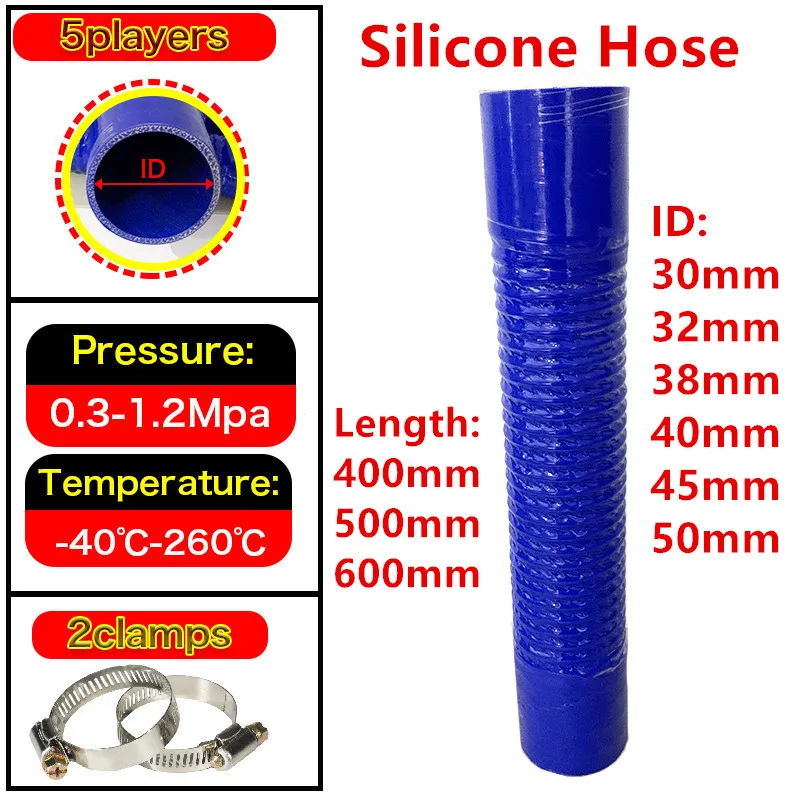

ID30-50MM Blue Universal Car Silicone Steel Wire Flexible Hose Radiator Tube Pipe For Air Intake High Pressure High Temperature