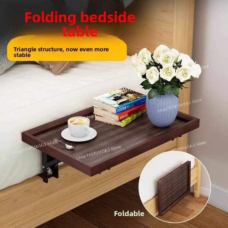 Foldable No-Drill Bedside Shelf, Space Saving Sleek Organizer with Tray for Bedroom Storage and Small Space Decor