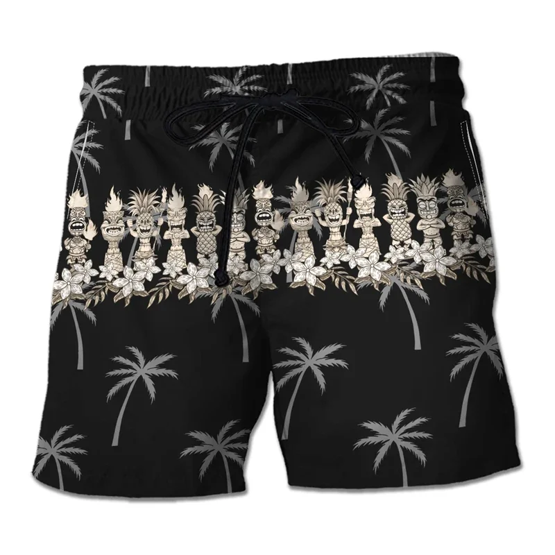 Tiki Bar Party 3D Printed Short Pants For Men Hip Hop Boy Beach Shorts Hawaii Aloha Trunks Vacation Surf Polynesia Male Bermudas