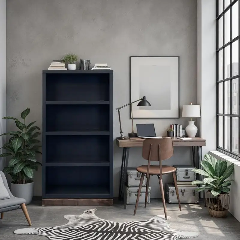 

60-inch High Modular Bookshelf, No Assembly Needed, Black and Whiskey Finish