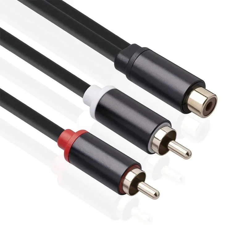 Aluminum Alloy Shell with Shielded Audio Cable RCA Male To 2 RCA Female for Soundbox Amplifier Sub-woofer RCA Splitter Cable