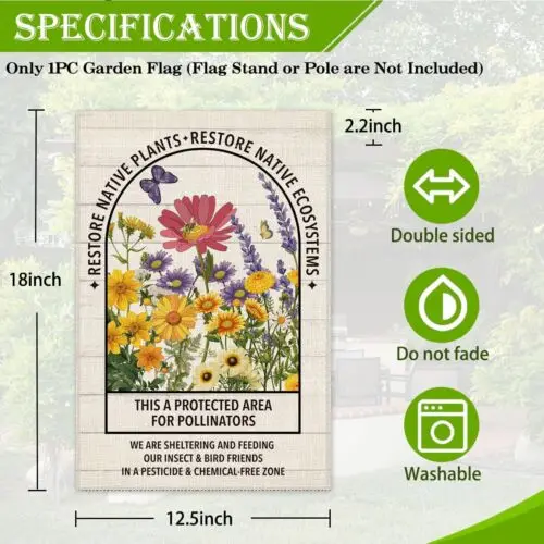 علم حديقة الترحيب من Restore Native Plants، مقاس 12 × 18 بوصة للعطلات على الوجهين...