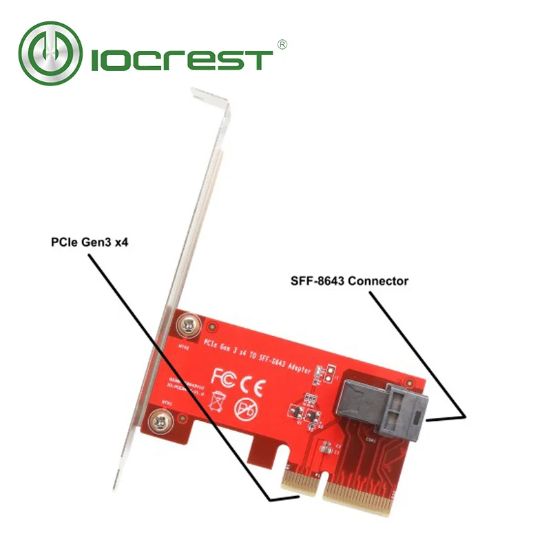 IOCREST PCIe to U.2 SFF-8643 Gen 3 /4 -lane Card for 2.5" Nvme SSD with Mini-sas (SFF-8643) to U.2 (SFF-8639) Cable for Mining