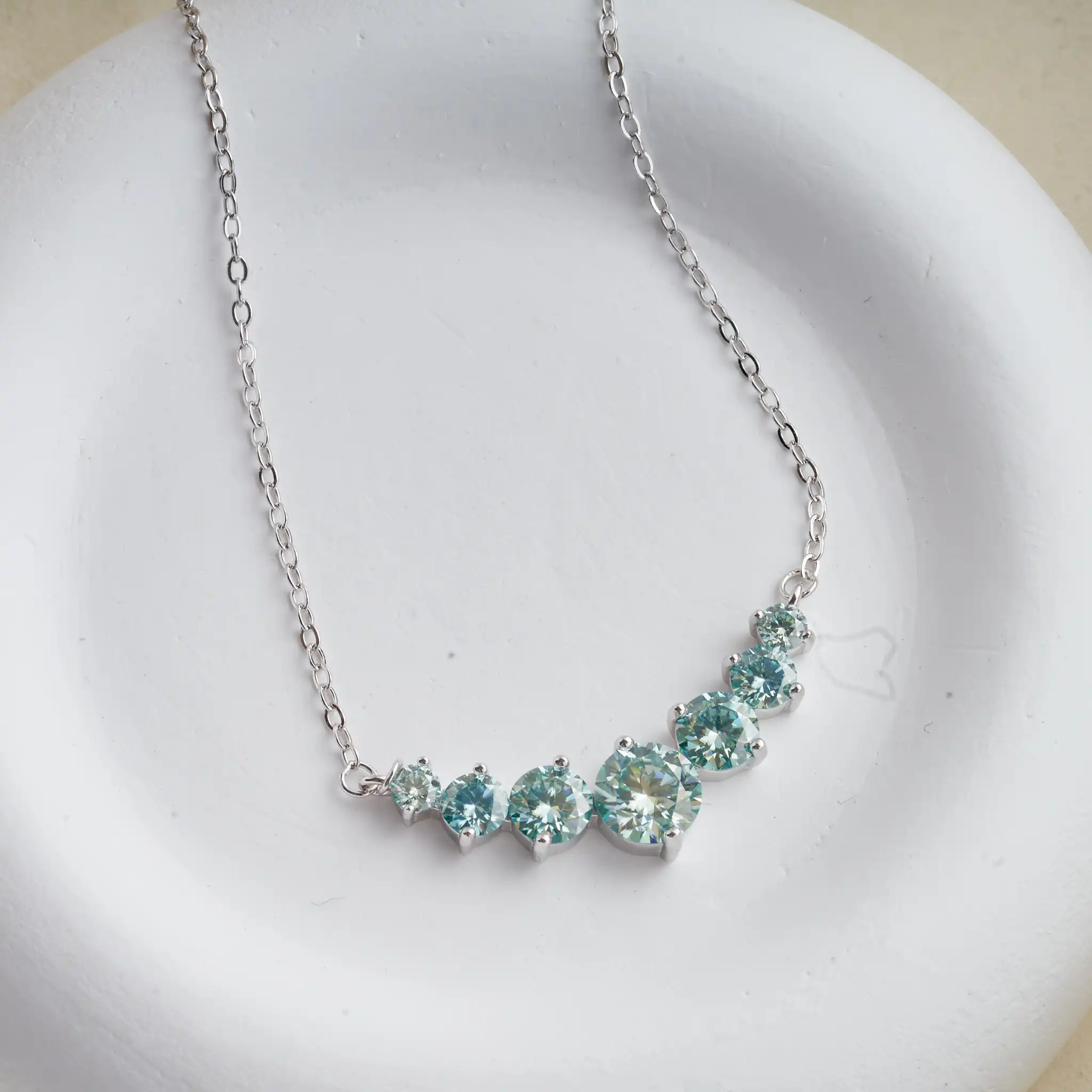 Real 1.7/2.8/5cttw Full Moissanite bluegreen Pendant Necklace for Women S925 Silver lab Diamond Chain Necklaces fine Jewelry