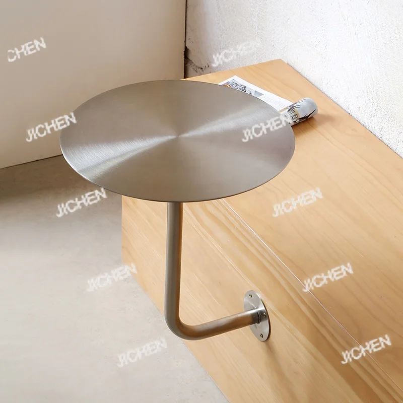 

Настенный круглый обеденный стол из нержавеющей стали, мебель для столовой, круглый кофейный стол, металлический подвесной обеденный стол для улицы