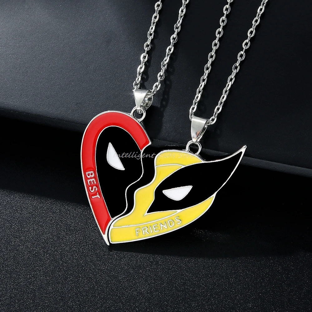 Juego de 2 uds de collar Deadpool & Wolverine, los mejores amigos, llavero con colgante a juego con corazón dividido para Fans, accesorios de regalo