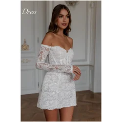 Anna Cocktail Dresses Elegant Luxury Lace Appliqué Wedding Dress Women Elegant Luxury High Quality Sweetheart Collar Short Skirt