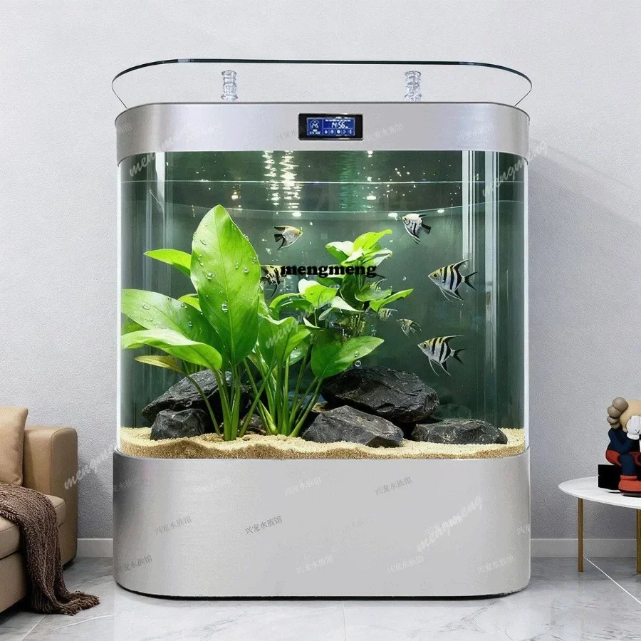 Y136 Living room home office hotel medium and large double round wall water-free large back filter goldfish tank