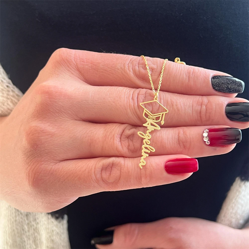 مخصص قبعة البكالوريوس اسم قلادة 2026 الفولاذ المقاوم للصدأ شخصية مجوهرات التخرج هدية مخصصة #3