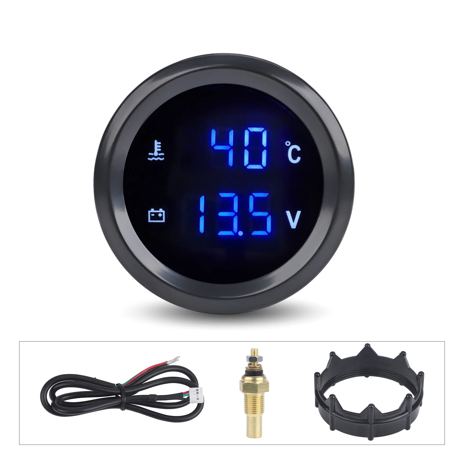 

2" 52mm 2 in 1 Digital Water Temp gauge＆Voltmeter 12V/24V Oil Temp Oil Pressure Gauge Tachometer meter with temp sensor 1/8NPT