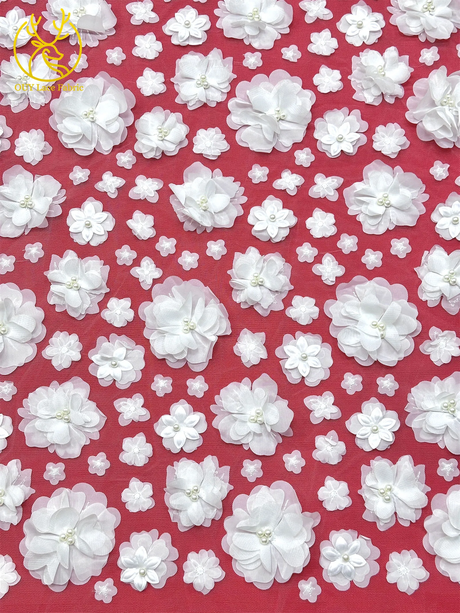 3D Französische Blumenperlen-Spitze 2026 Afrikanische Pailletten-Spitze Nigerianischer Tüll-Netzstoff für Hochzeitskleider 5 Yards – Detail 10