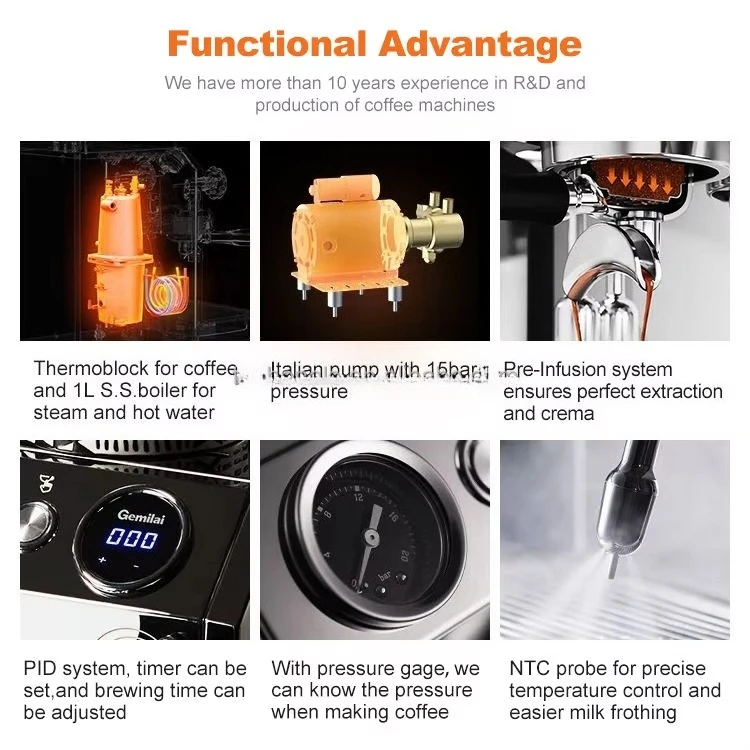 Household Coffee Machine with Grinding Function Semi-automatic Electric Espresso Machine for Latte & Cappuccino