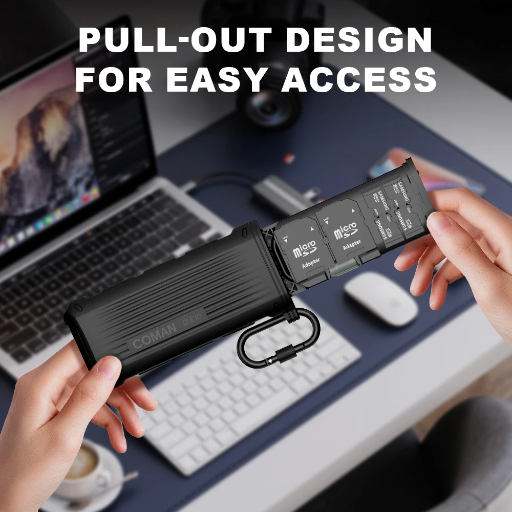 COMAN E10 High Speed Memory Card Reader USB 3.1 Type-C Adapter SD TF Dual Slot Data Transfer Memory Card Reader Tool IP54 Water