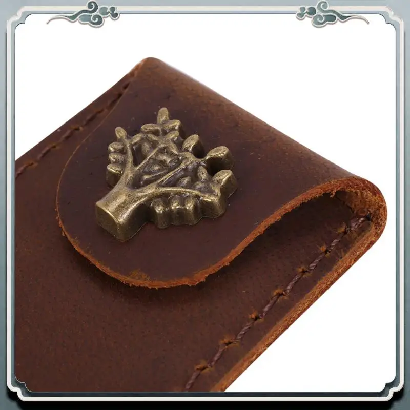 Premium 4X Leather Pen Pouch Holder Single Pencil Bag Pen Case With Snap Button For Rollerball Fountain Ballpoint Pen-Brown