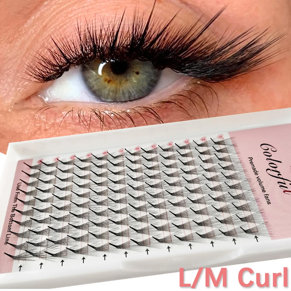 

L/M CURL Premade Volume Lash Thin Pointy Base 10D Faux Mink Lashes Extension Russian Volume Individual Lash Makeup Cilios L curl