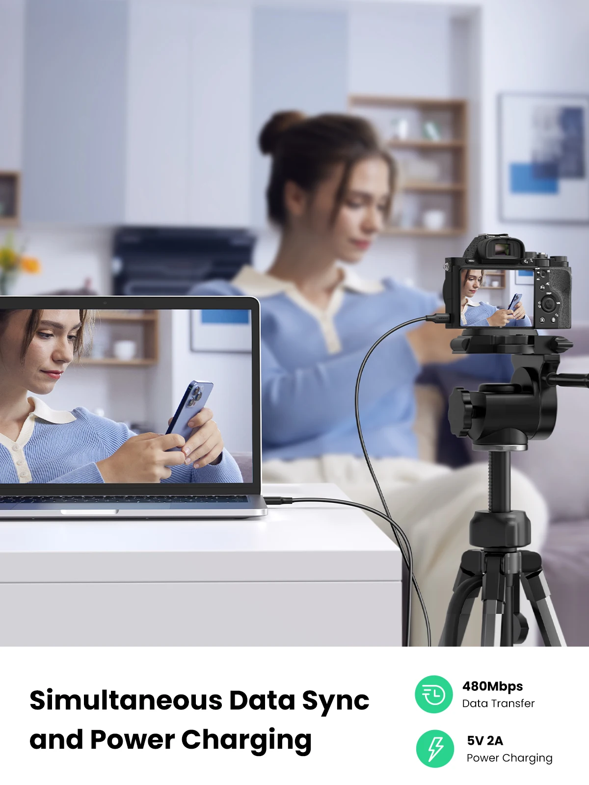 Ugreen-미니 USB 케이블 미니 USB to USB 빠른 데이터 충전기 케이블, MP... - 3