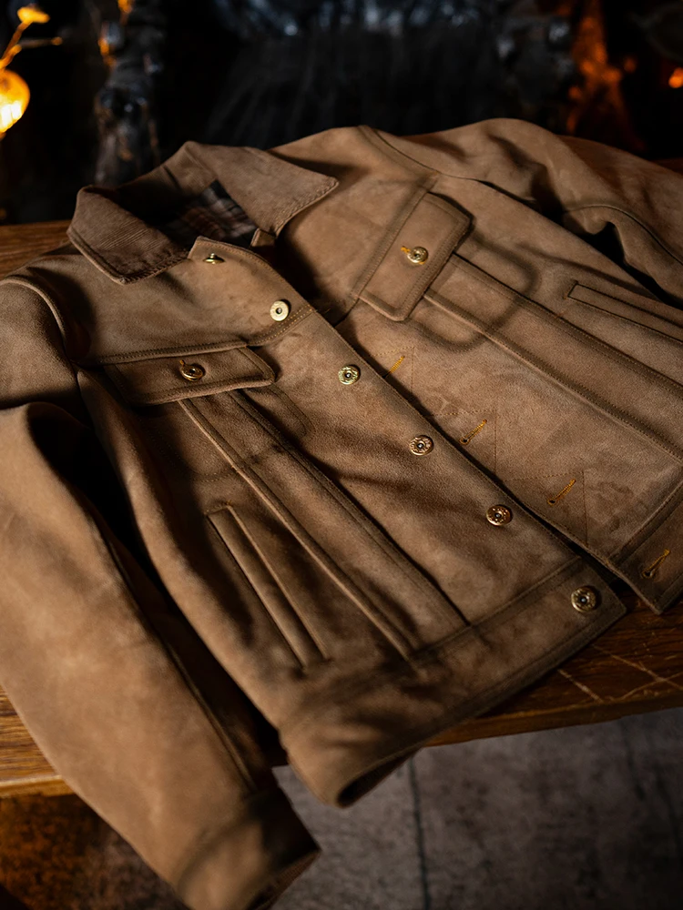 

Винтажная повседневная кожаная куртка для мужчин в стиле MOORCNE Heavy Industry с воротником из искусственной кожи PF507T