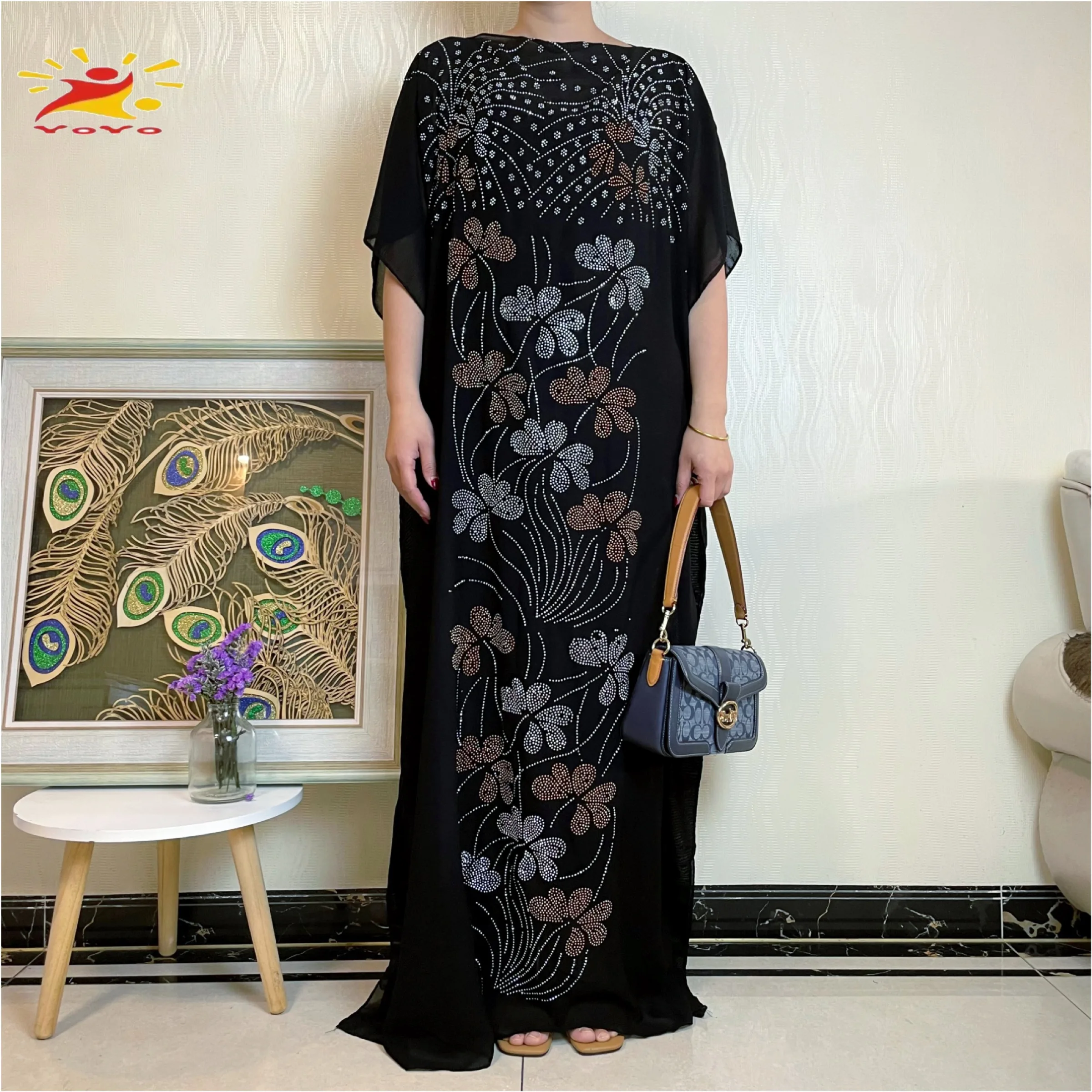 Free Shipping New Abaya Kaftan Robe Africaine Feme Dashiki Maxi Dresses For Women Loose Diamond Africa Muslim Fashion Clothing