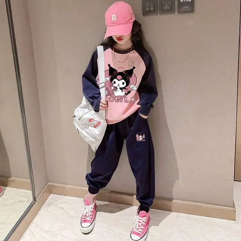 

Girly Heart Kawaii Kuromi Anime Long Sleeve Hoodie Pants Set Spring Autumn Cute Clothing Fashion Leisure Two-piece Set Toys