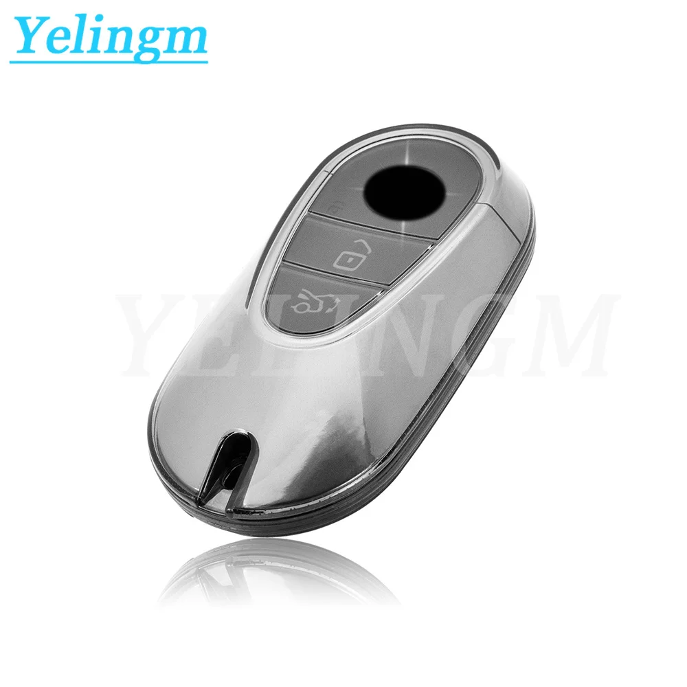 Weiche TPU-Autoschlüsselhülle mit Kettenring für Mercedes-Benz C E S CLE GLC EQE EQS Klasse W206 W214 W223 C236 X254 V297 X294