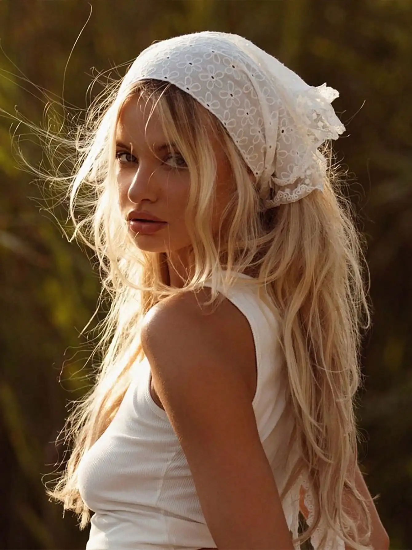 1PC Lady's Embroidered Lace-Edge Headwrap Daily Use Vacation Suitable Women's Fashion Hair Accessory