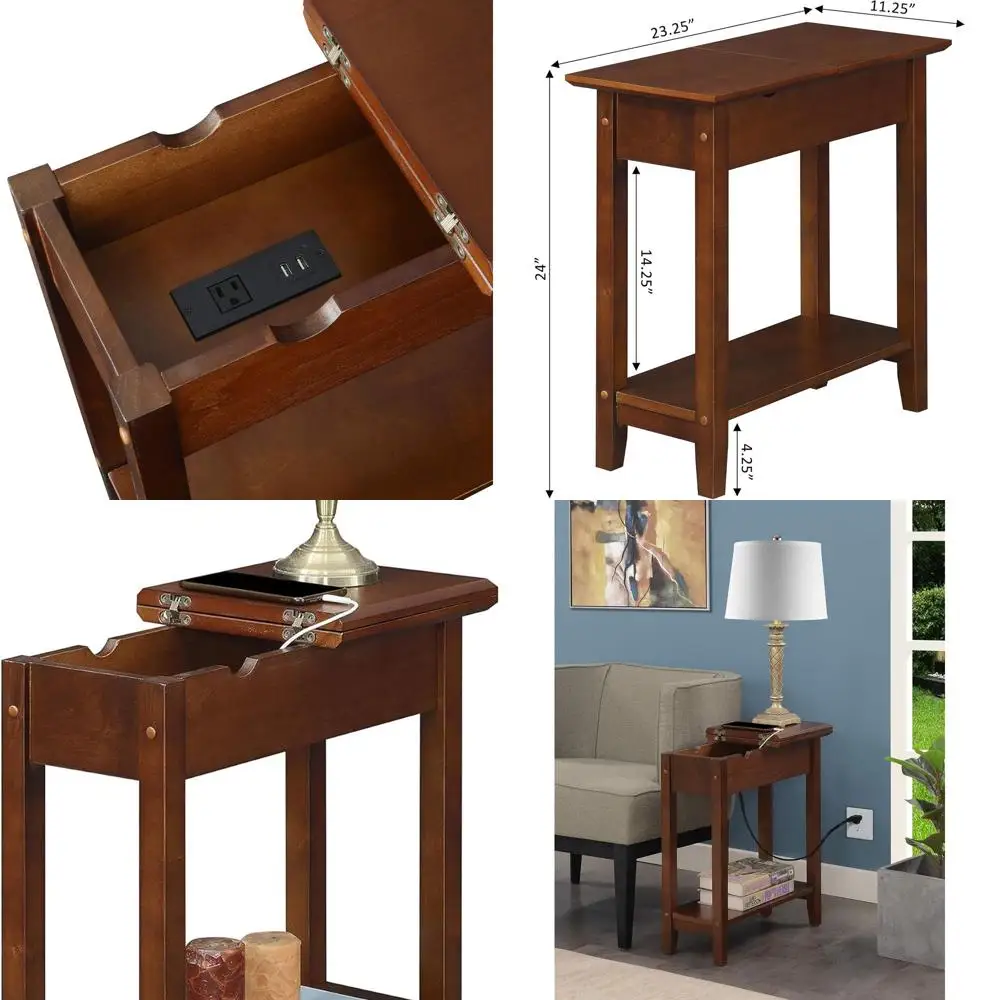 طاولة نهاية شحن الإسبريسو مع سطح قابل للطي ورف، طراز التراث الأمريكي