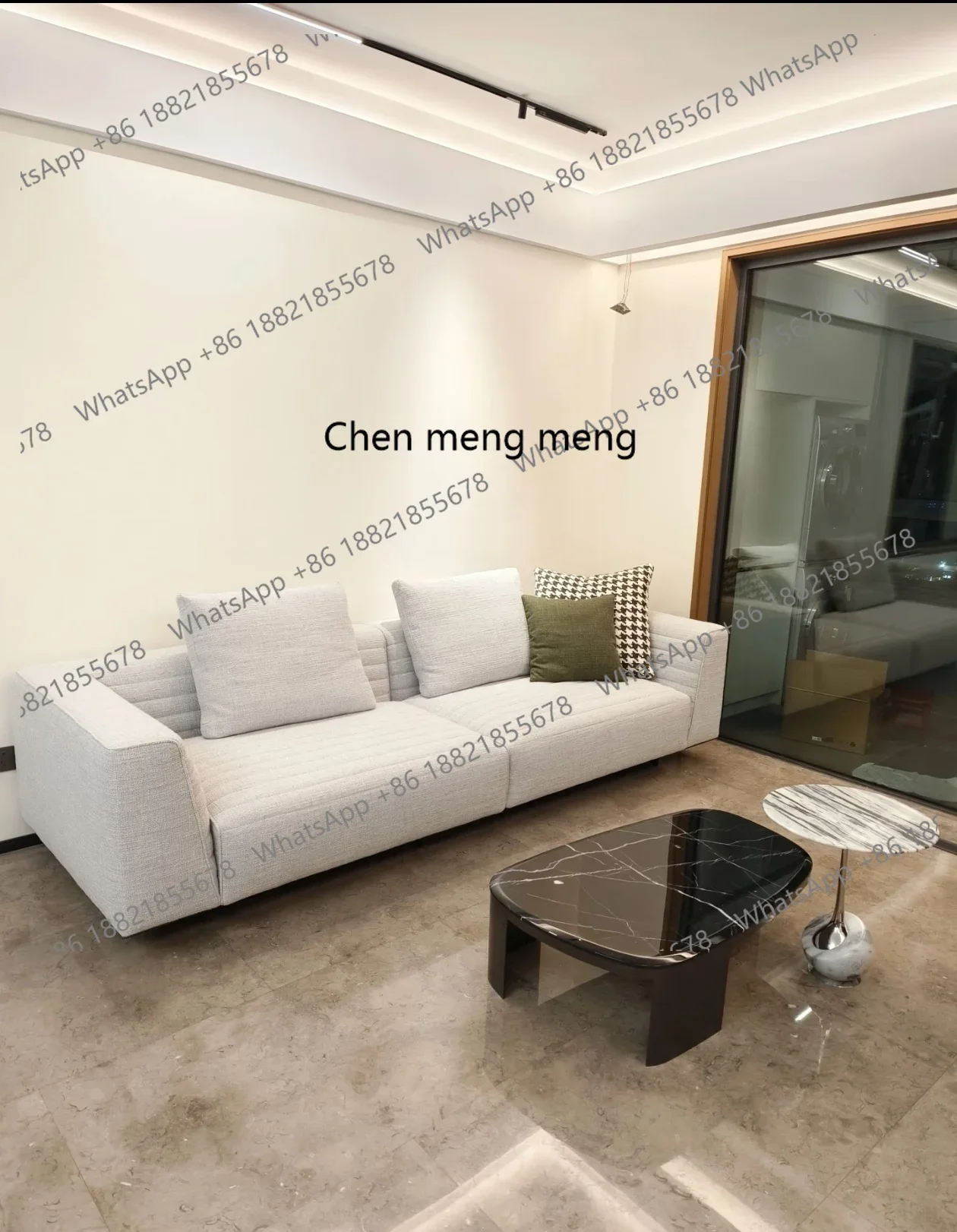 

Новое поступление, большая гостиная с плоским полом, высококачественный импортный диван из хлопка и льна Motu, прямой ряд, расширенный дизайнерский тканевый диван для виллы