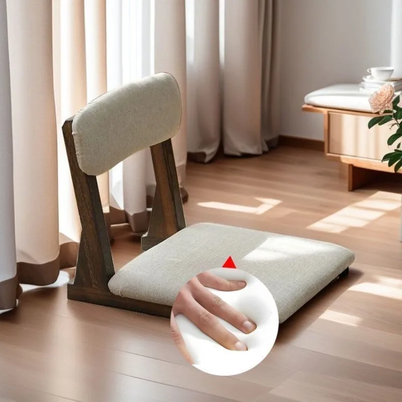 Japanese backrest floor chair tatami lazy legless chair low stool upholstered bay window linen-cotton