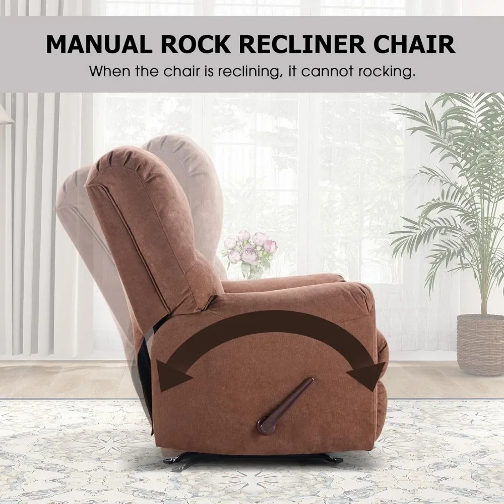 Silla reclinable basculante para adultos, silla reclinable manual con respaldo relleno y reposabrazos, para sala de estar, sillas de salón