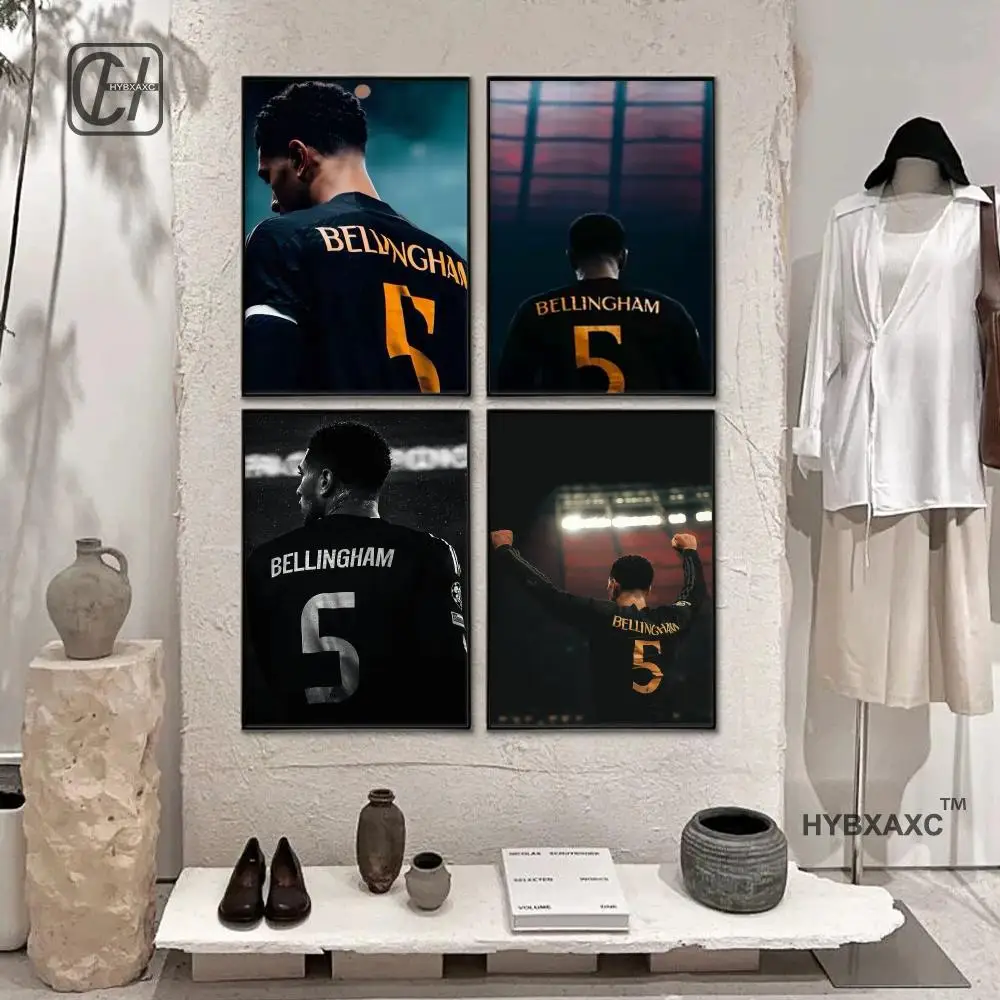 J-Jude Bellingham Football STAR Poster Waterproof Wall Art Sticker For Bar Living Room Vintage Decor High Quality Print Gift