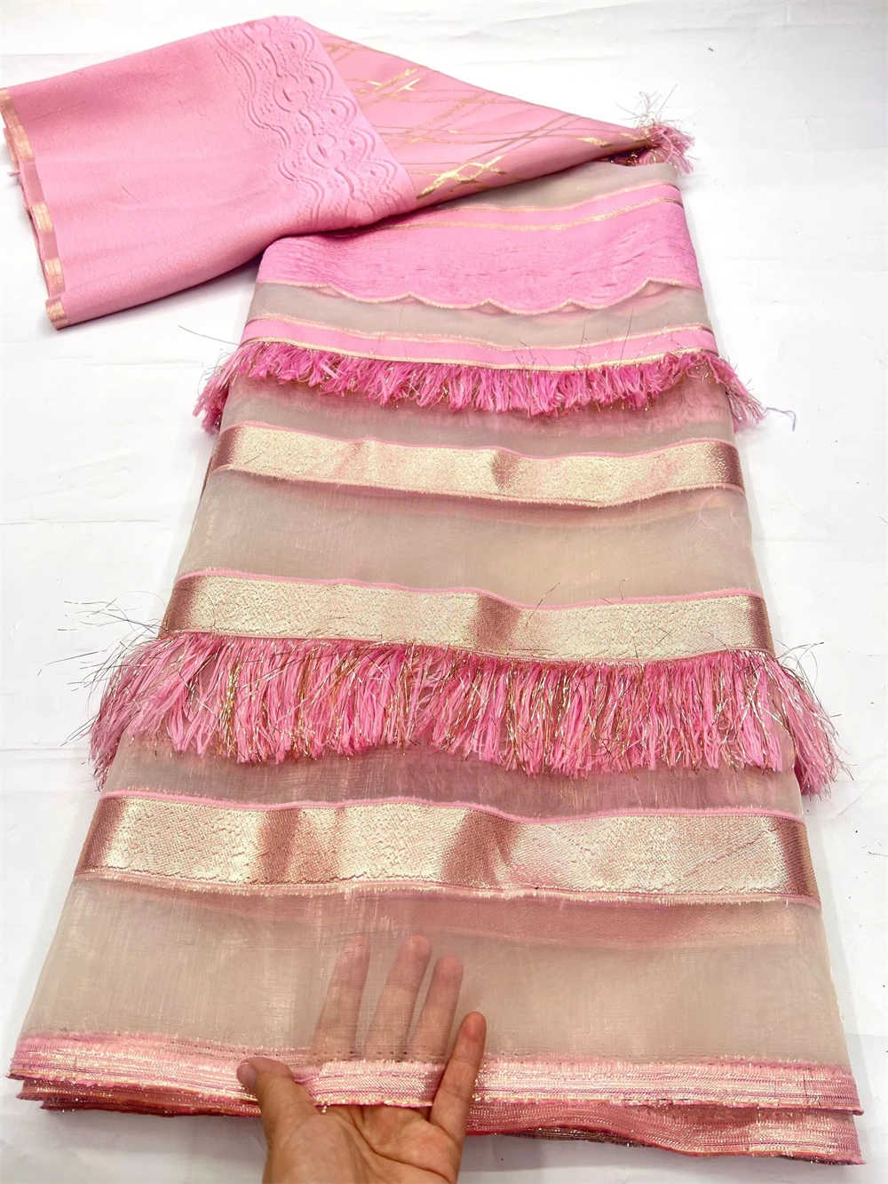 African Brocade Lace Fabrics 2026 Nigerian French Tulle Damask 5 Yards Jacquard for Women's Party Dress Sewing Latest Design view 3