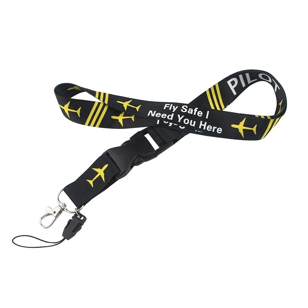 Ribbon Key Ring Holder ID Card Pass Hang Rope Mobile Phone Strap Badge Holder I Need You Here Fly Safe Lanyard Pilot Lanyards