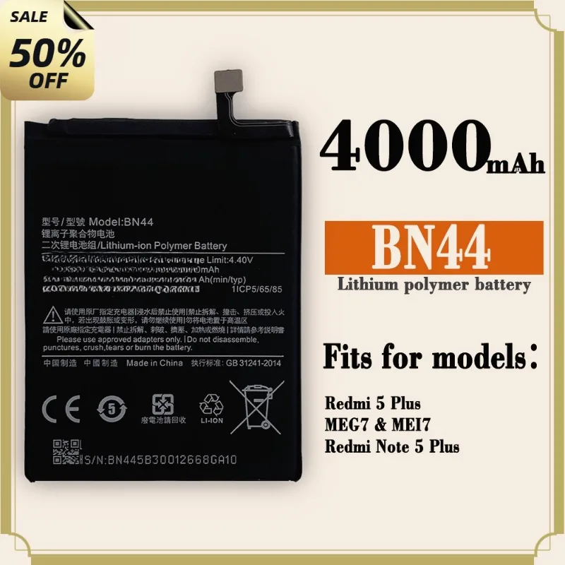 

High Quality 3.85V 3900mAh BN44 Mobile Phone Battery for Xiaomi Redmi 5+ / 5Plus /Note5plus Brand New Replacement Battery