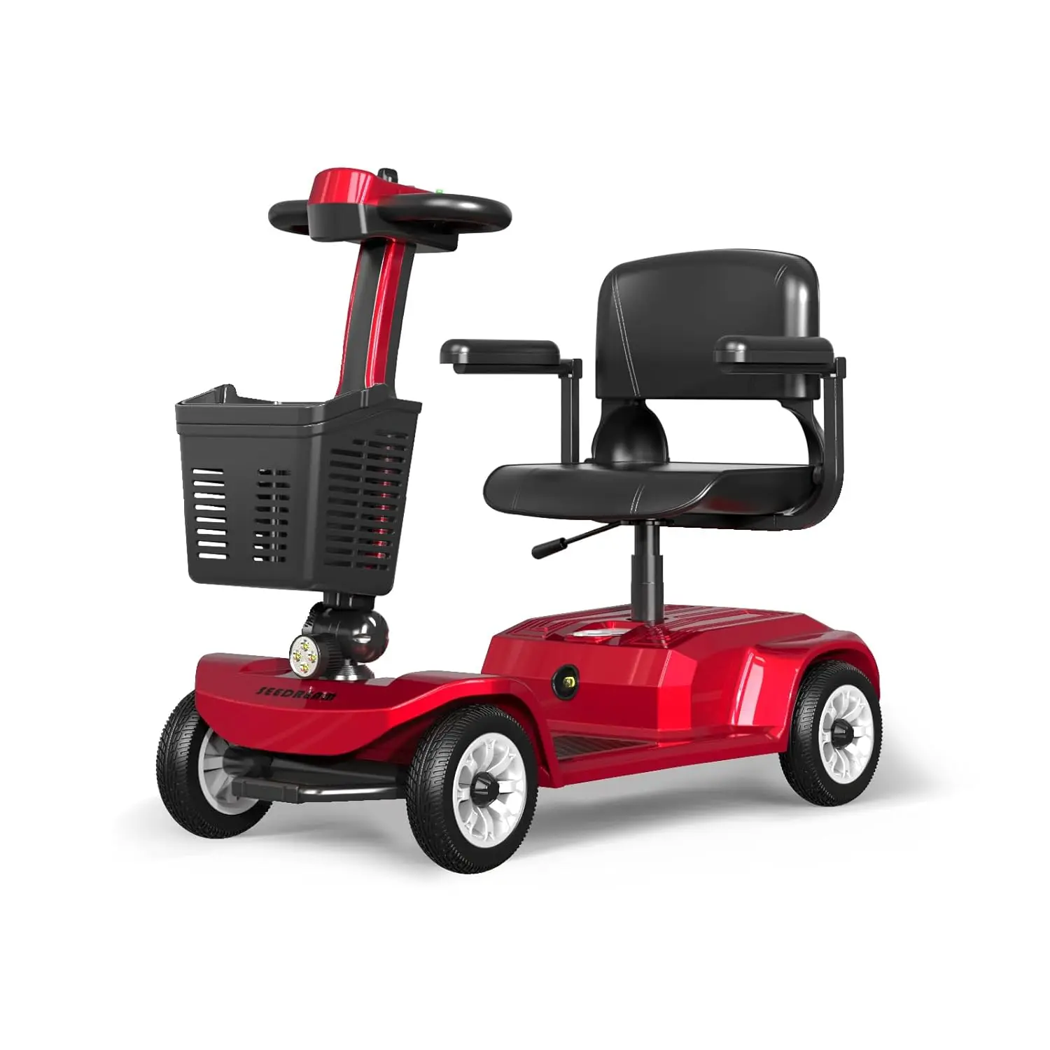 Scooter de Movilidad Eléctrico de 4 Ruedas ROJO para Personas Mayores y Adultos, Alcance de 12.43 Millas, Dispositivo de Silla de Ruedas Eléctrica Plegable con 2, Personalizado