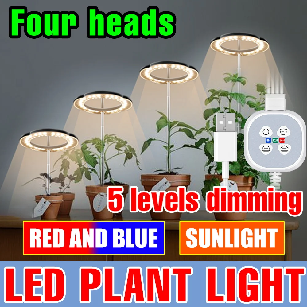 

LED Plant Grow Light Full Spectrum Indoor Hydroponic Fill Lamp 5V Greenhouse Tent Succulent Potted Seedings Cultivation Lighing