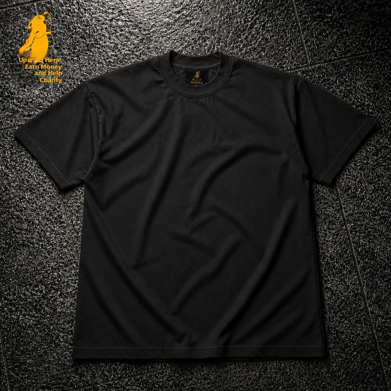 Loose Fit Cotton T-Shirt Unisex Short Sleeve Double Thread UPUPXIA Hero Print Sweat Absorbent round Neck Casual Summer Top