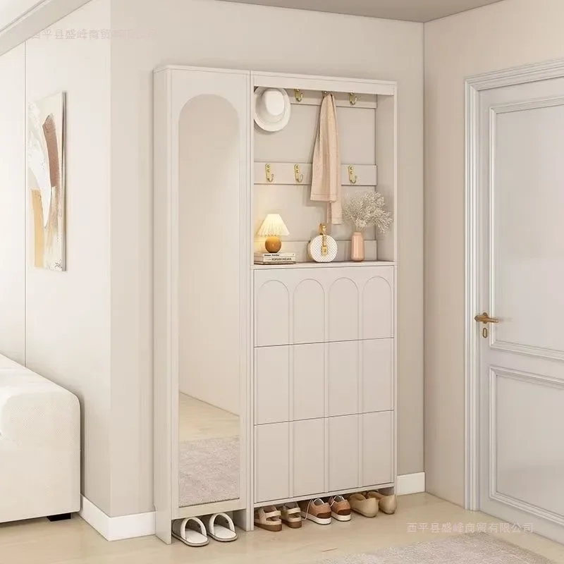Ultra-thin shoe cabinet, practical and cost-effective storage cabinet for entryway and foyer, clothes rack, full-body
