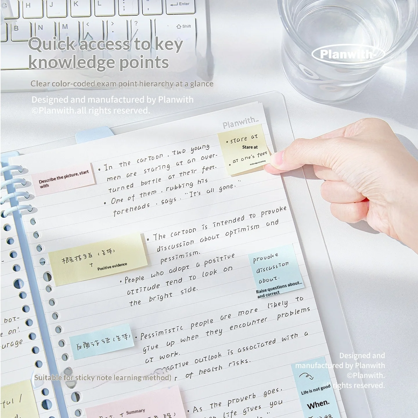 Planwith Multi Size Sticky Notes Set Notebook Colorful Blocks Self Adhesive Index Tabs Colorful Memo Flags School Stationery