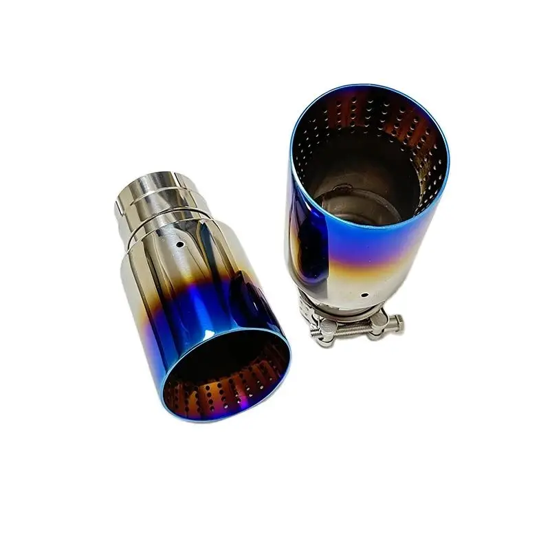 1pcs automobile parts Exhaust pipe Silencer Tail throat Stainless steel Roasted blue Wasp nest Large diameter trumpet mouth