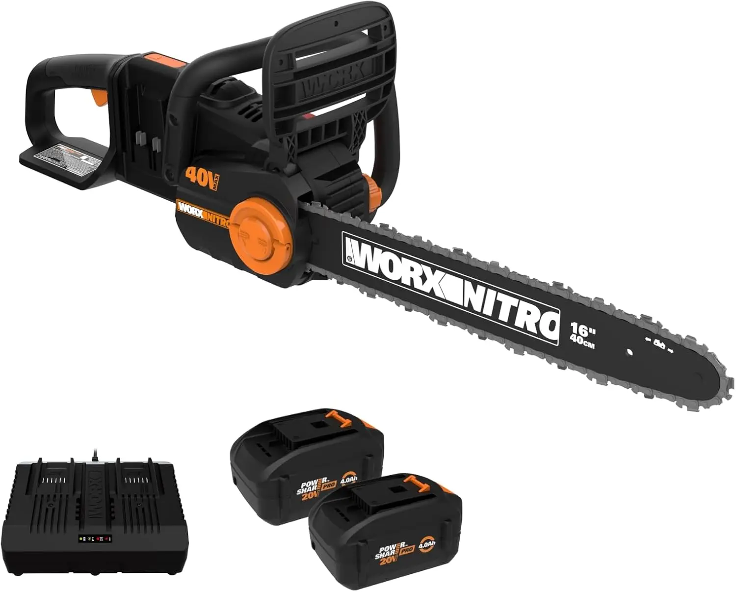 

40V 16" Cordless Brushless Chainsaw 4.0 Ah Battery and Charger Included Powerful and Efficient