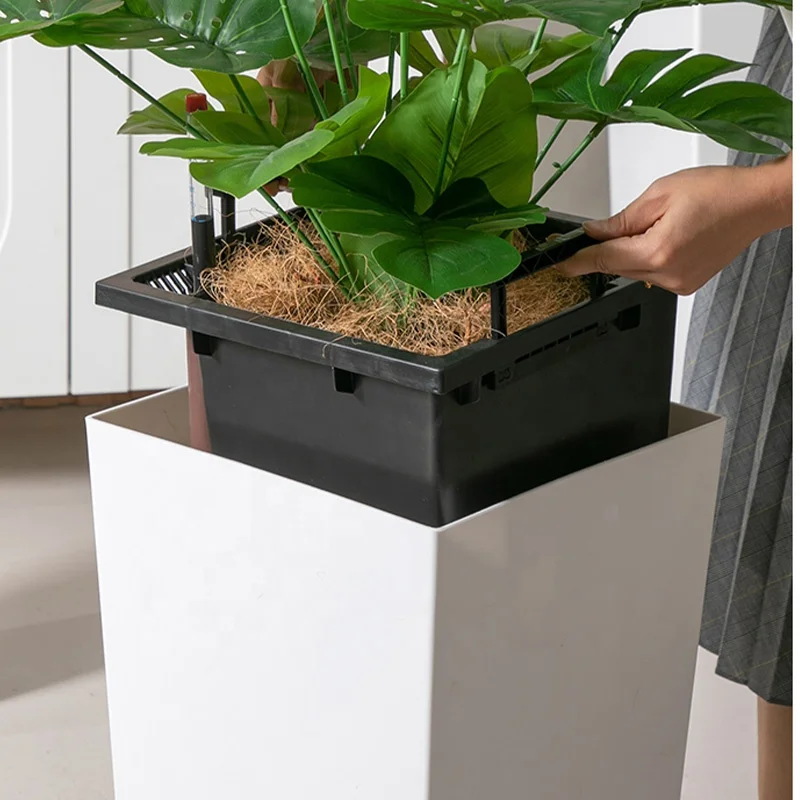 YIZHITANG Home Decor Glazed Vase 40 X 75 cm High Square Self Watering Plant Pot Other Garden Supplies
