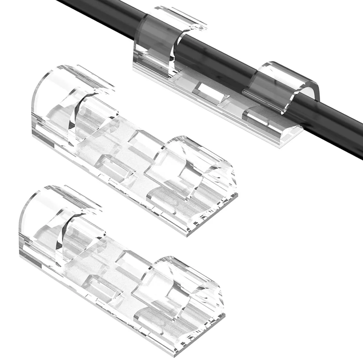 

10-Pack Premium Clear Adhesive Cable Clips Strong Cable Holders Cable Organizer for Walls/Desks/Cars/Computers/Christmas Lights