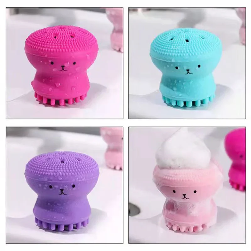 Silicone Small Octopus Face Cleaner Facial Cleaning Brush Deep Cleaning Washing Brush Massager Beauty Instrument Clean Pores