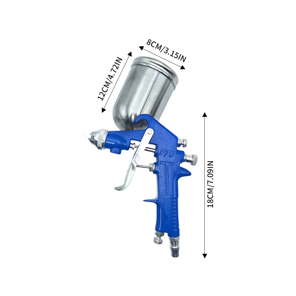 Cunqi F-75G Pneumatic Spray Gun, Gravity Feed Top Pot Spray Gun, 1.5mm Copper Nozzle and Copper Cap, 400ml, Professional Hvlp High Atomization Painting Tool