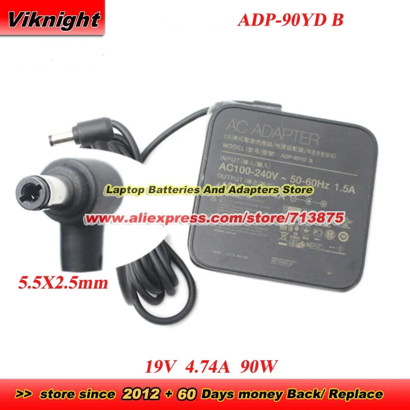 19V 4.74A 90W ADP-90YD B AC Adapter for FH5900V K40AB K41V X450V K555Z X450J X550V VIVOPC VM62N X750JA PG279Q,