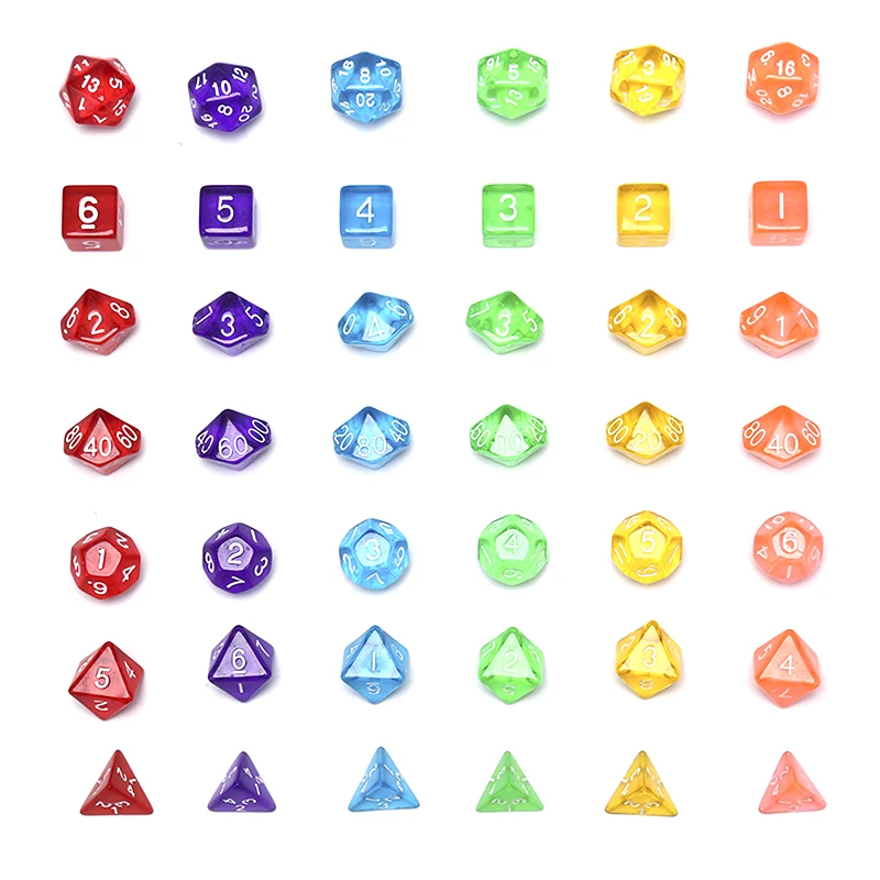 140/105/70/42/21Pcs Multicolour Dice Set Random Color Polyhedral RPG DND Role Playing Dragons Board Game Multiple Dice with Bags