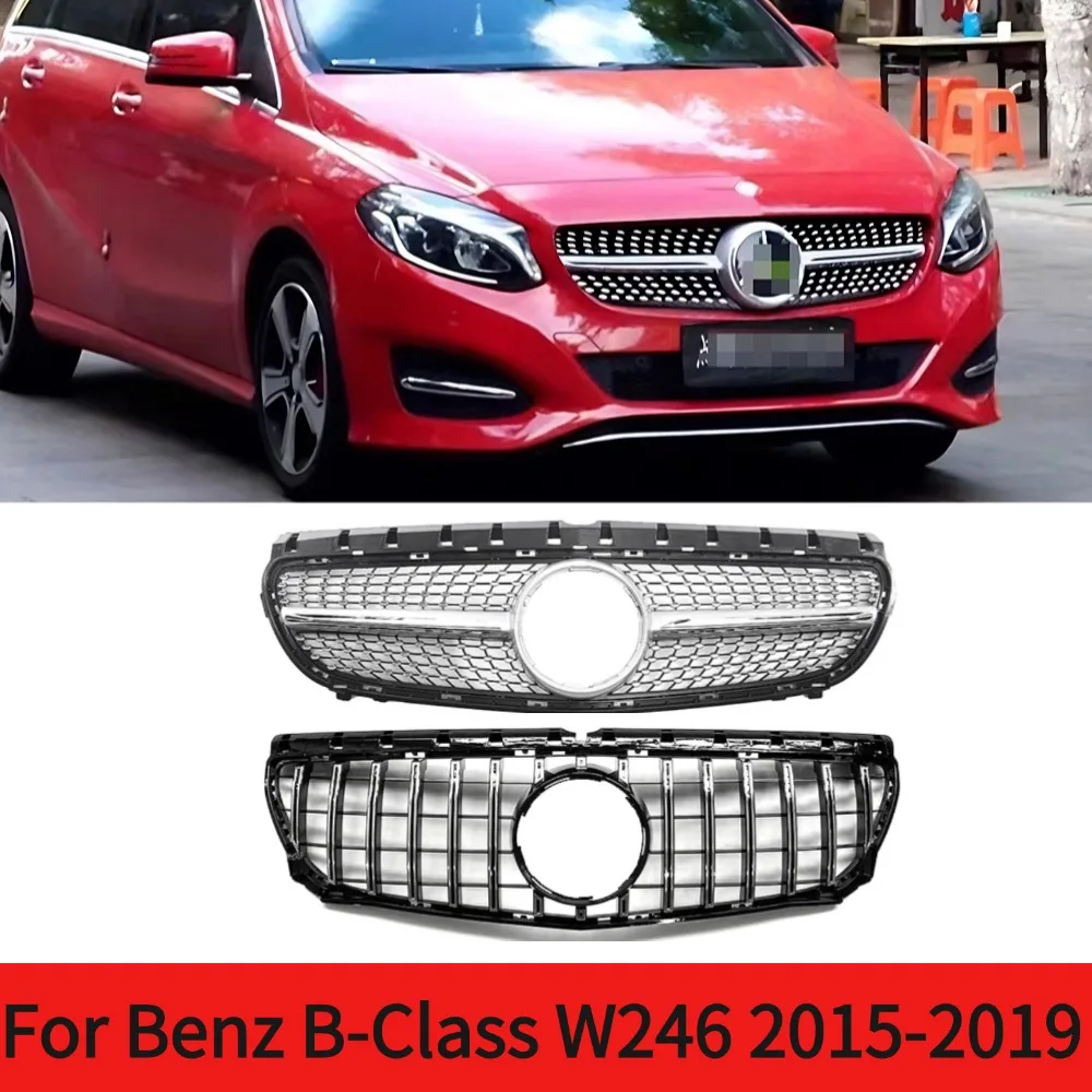 

Front Bumper Grill Upgrade Black/ Silver GT Style For Mercedes-Benz B-Class W246 2015-2019 B180 B200 B250Tuning Accessories Gril